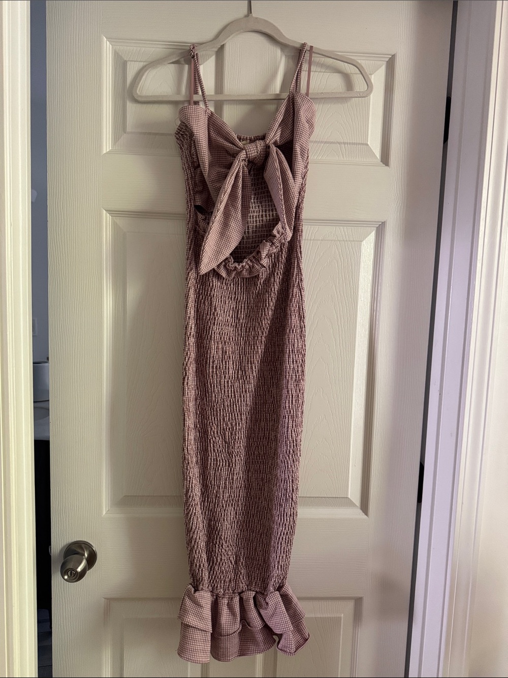 Maternity Women’s Mauve Smocked Tie-Back Midi Dress- S